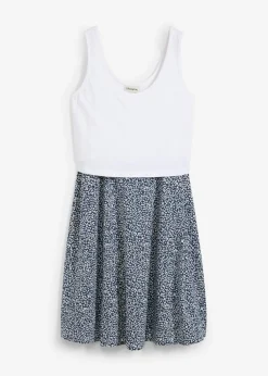 bonprix bonprix Vestido 2 en 1premamá y de lactancia de punto de algodón orgánico blanco lana-azul marino con flores Discount