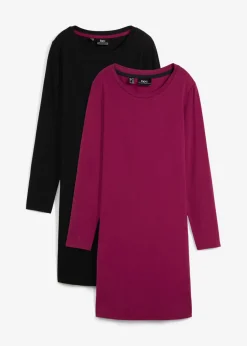 bonprix bonprix Vestido ajustado de punto (2 unidades) baya-negro Hot