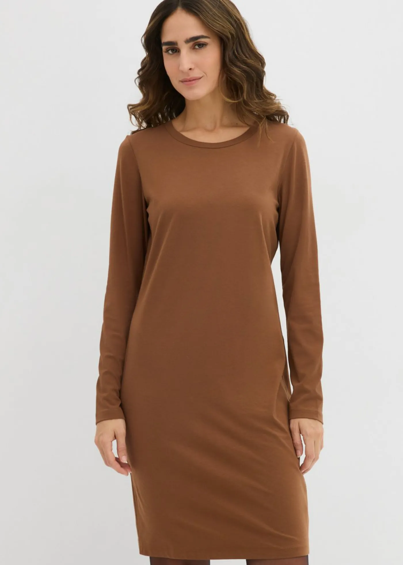bonprix bonprix Vestido ajustado de punto (2 unidades) Marrón pimiento/rojo burdeos Clearance