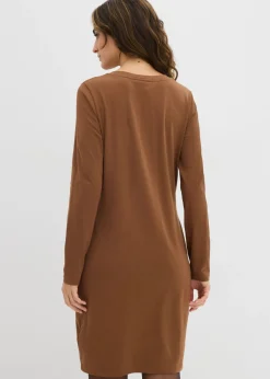 bonprix bonprix Vestido ajustado de punto (2 unidades) Marrón pimiento/rojo burdeos Clearance