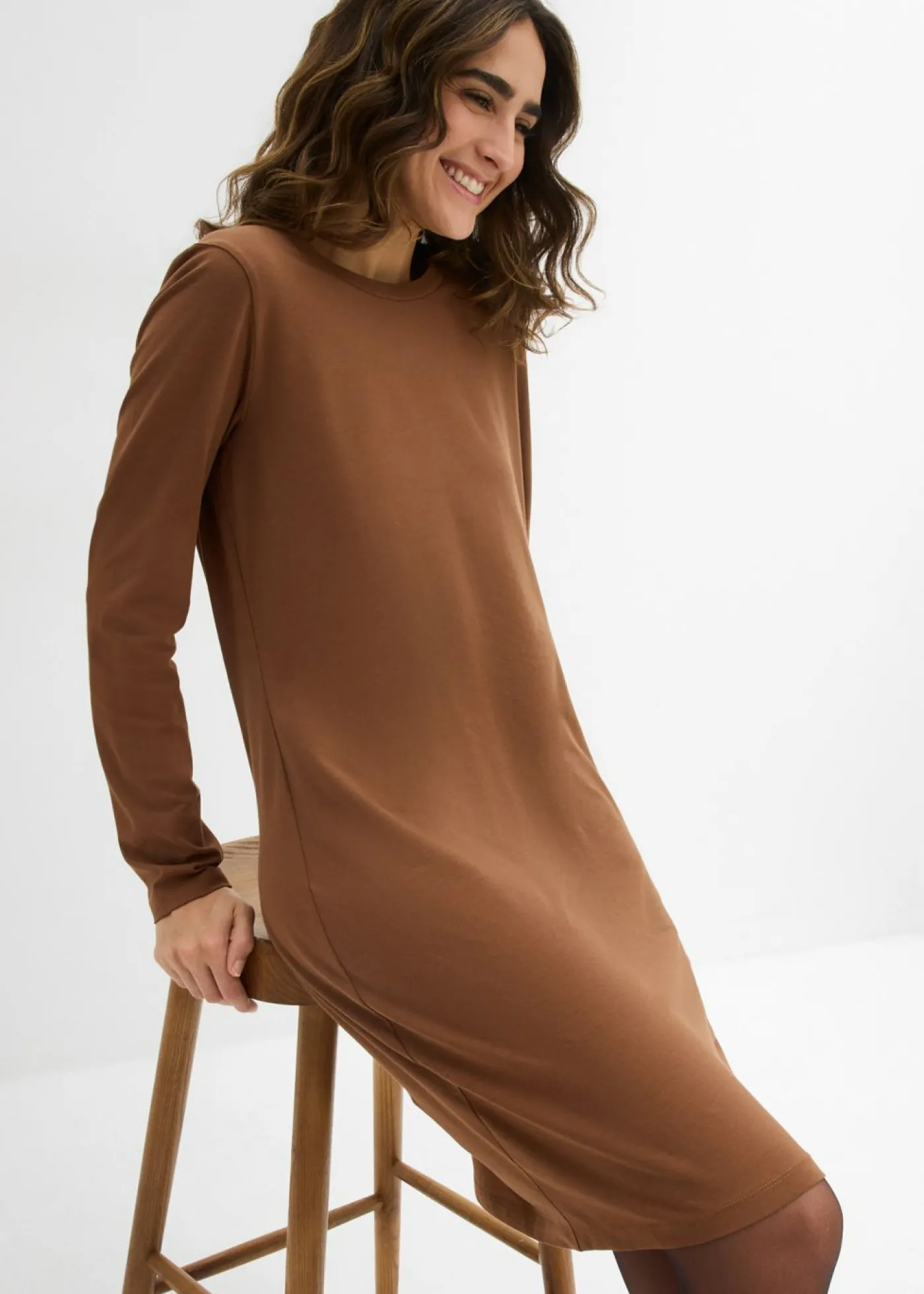 bonprix bonprix Vestido ajustado de punto (2 unidades) Marrón pimiento/rojo burdeos Clearance