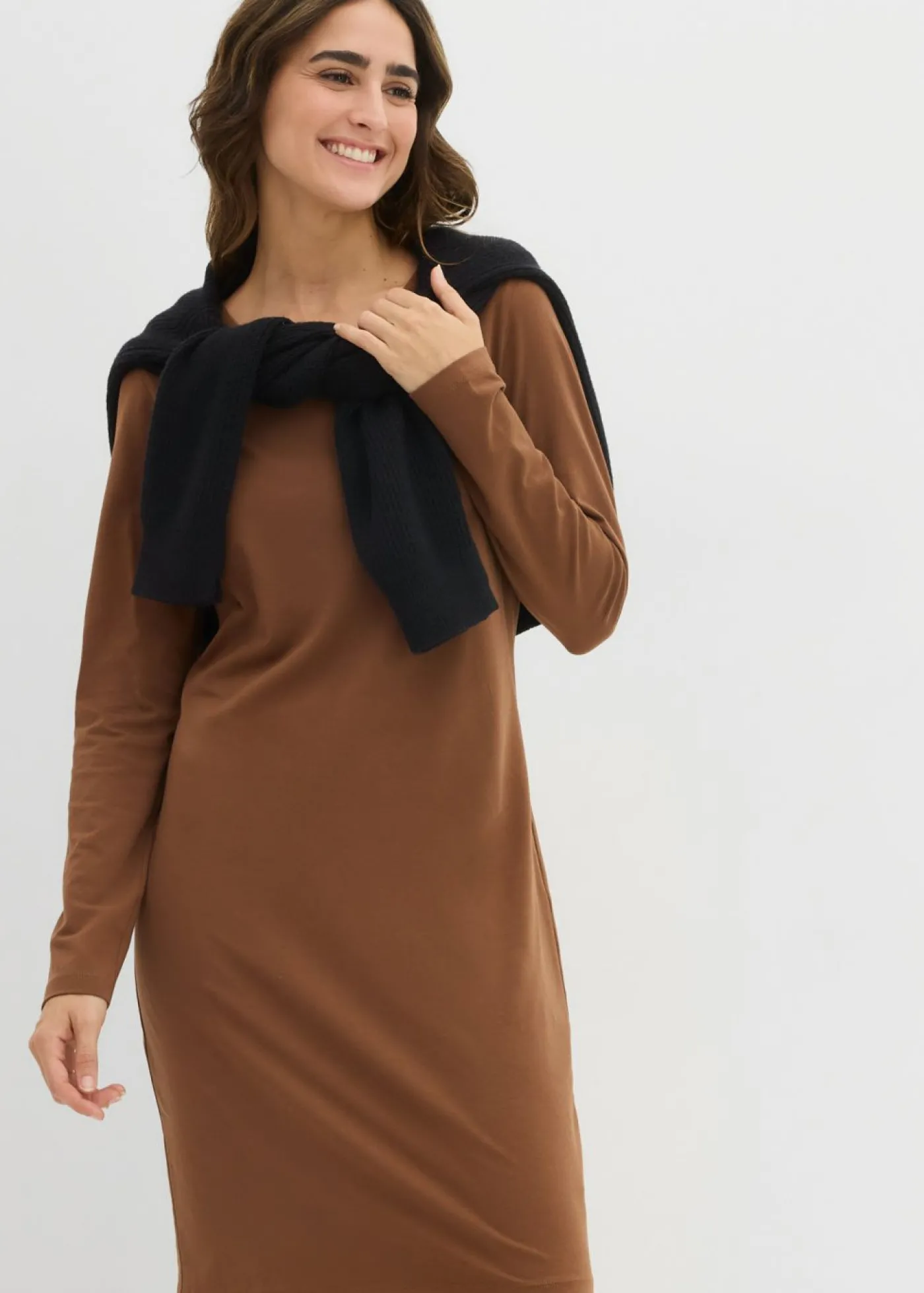 bonprix bonprix Vestido ajustado de punto (2 unidades) Marrón pimiento/rojo burdeos Clearance