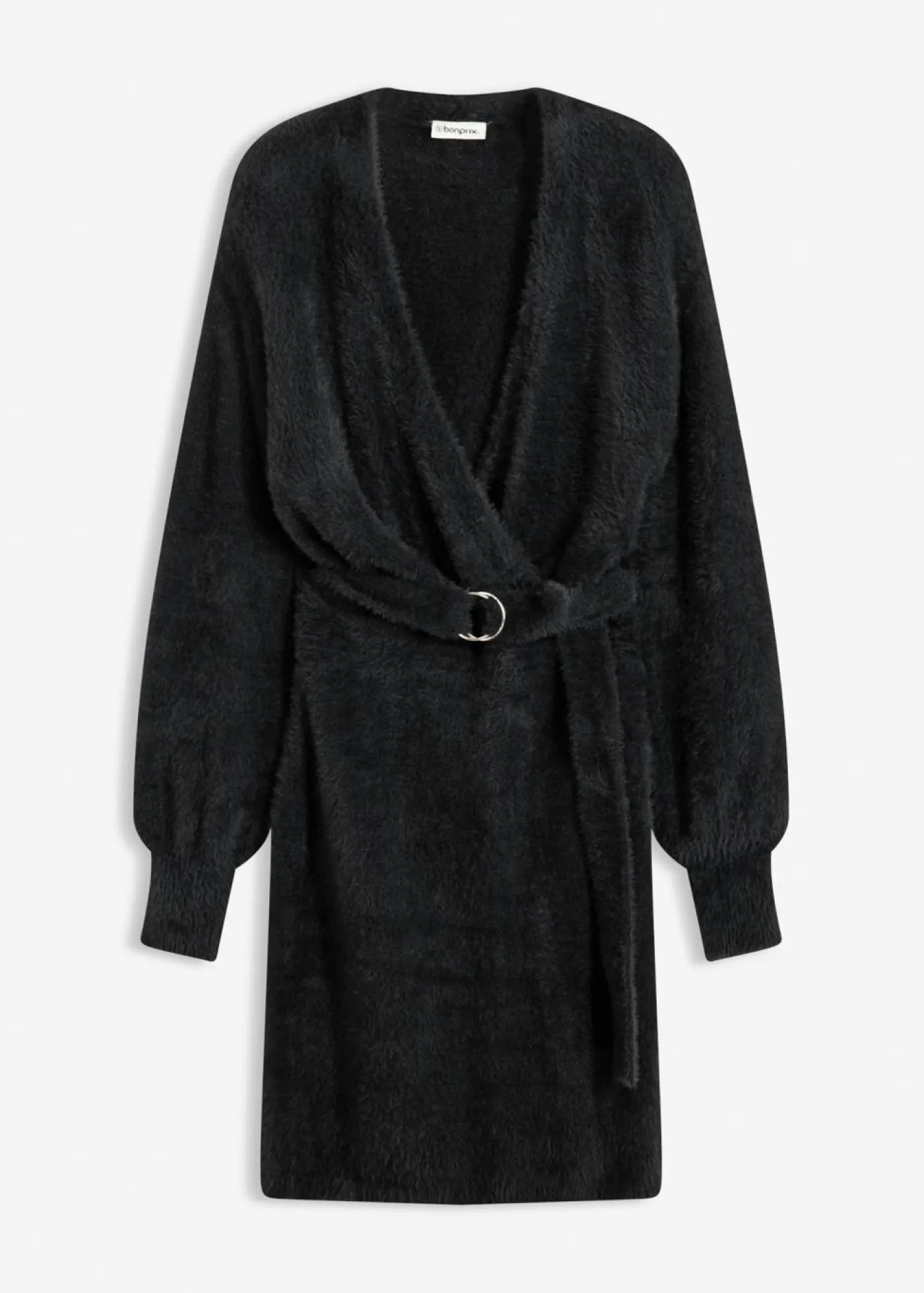 bonprix bonprix Vestido ajustado de punto con accesorio Negro Clearance