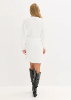 bonprix bonprix Vestido ajustado de punto con accesorio Blanco Sale