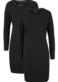 bonprix bonprix Vestido ajustado de punto (2 unidades) Negro Online