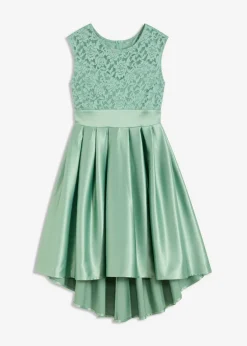 bonprix bonprix Vestido asimétrico de satén brillante con encaje Verde pastel Online