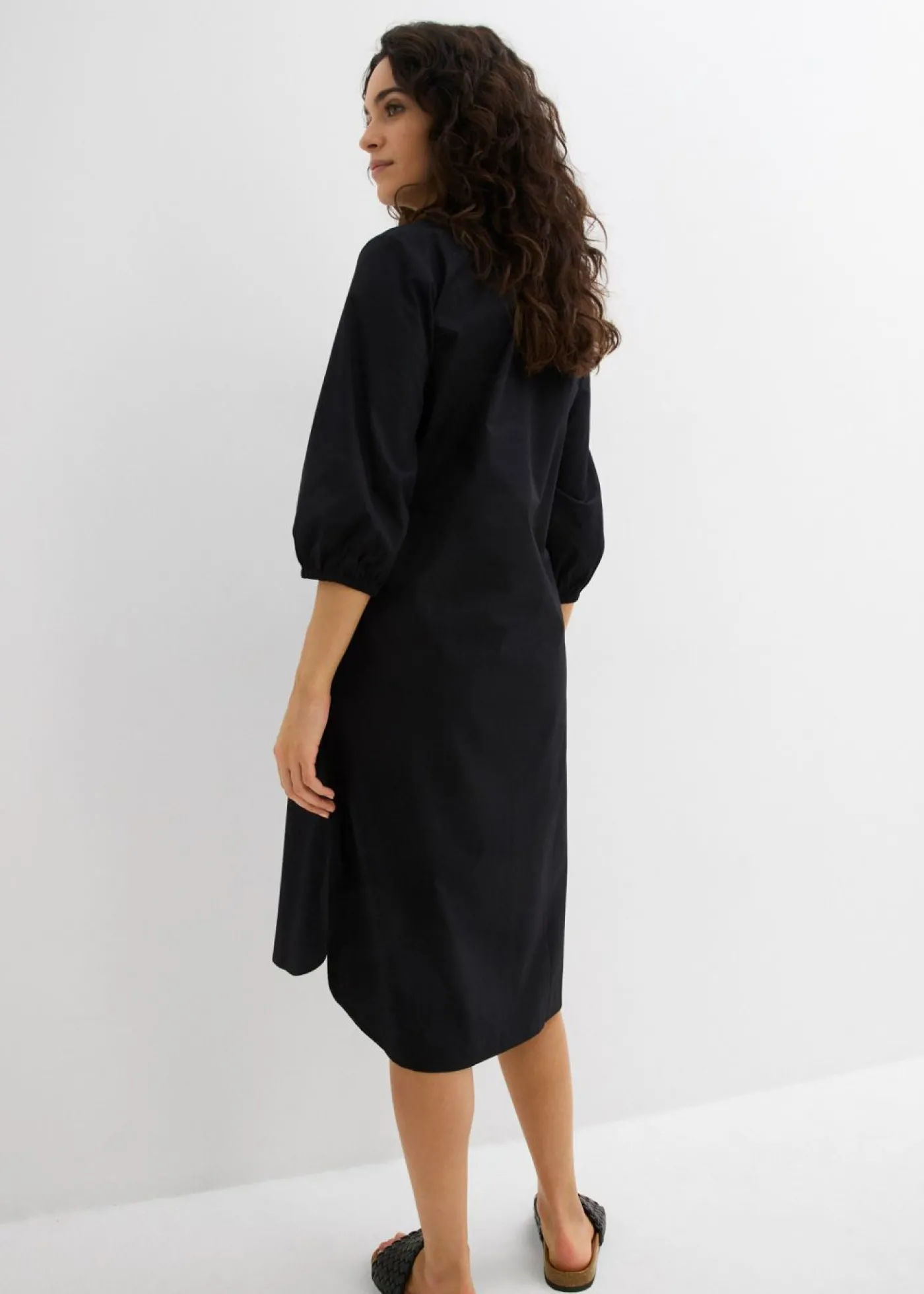 bonprix bonprix Vestido camisera de algodón ligero Negro Best