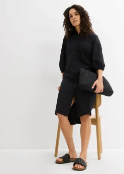 bonprix bonprix Vestido camisera de algodón ligero Negro Best