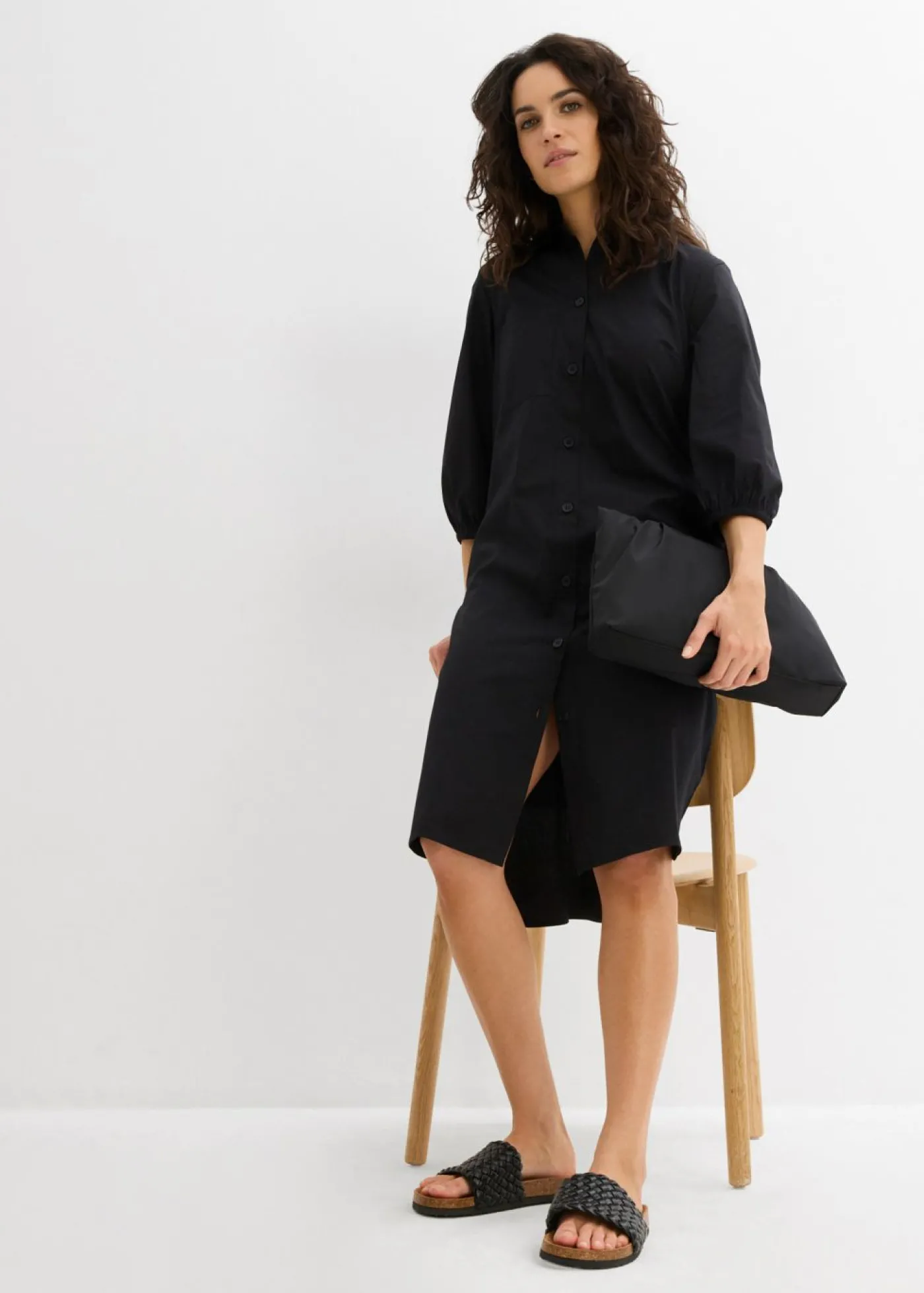bonprix bonprix Vestido camisera de algodón ligero Negro Best