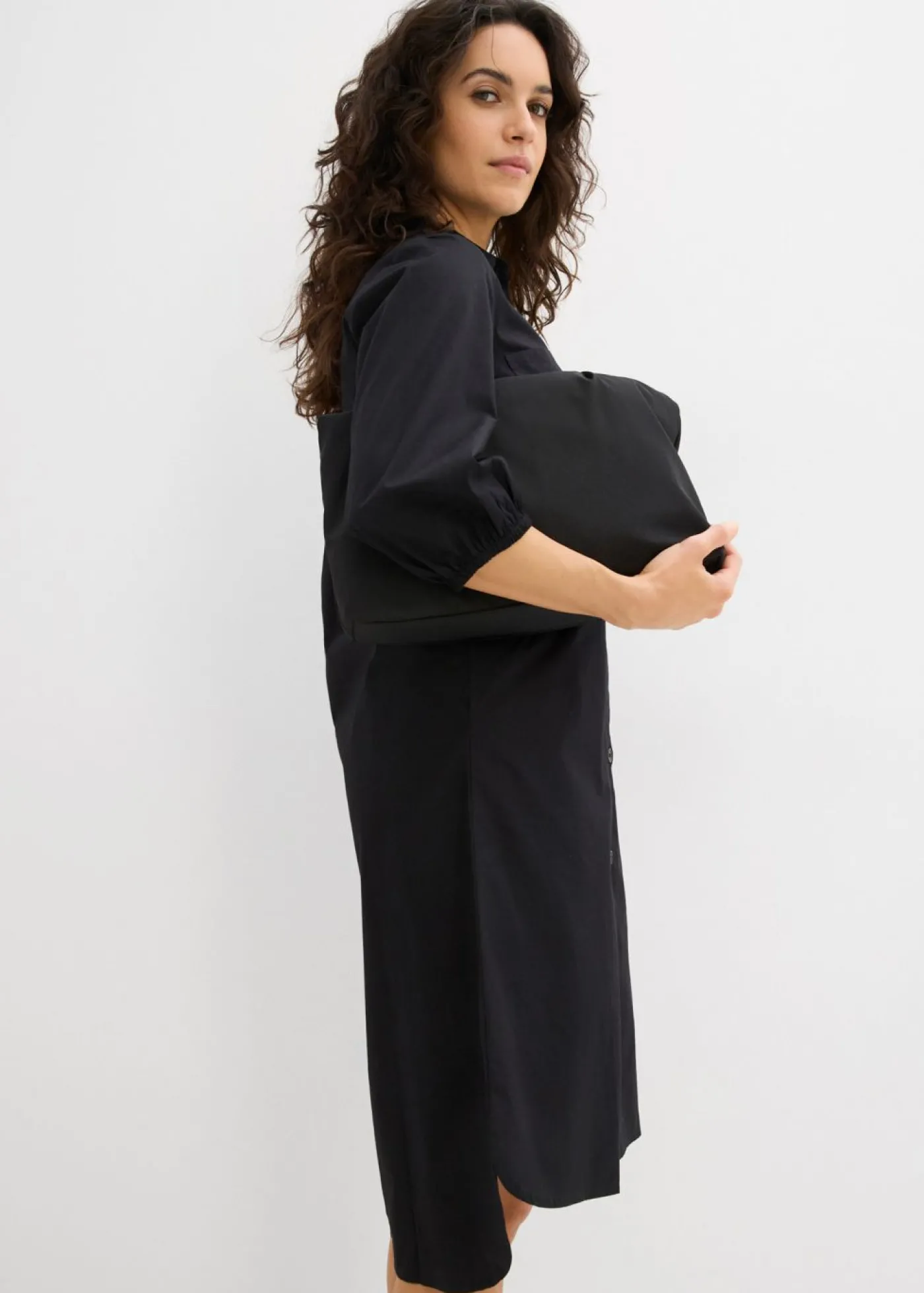 bonprix bonprix Vestido camisera de algodón ligero Negro Best