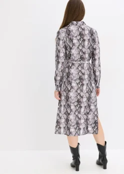 bonprix bonprix Vestido camisero arcilla con estampado de serpiente Discount