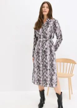 bonprix bonprix Vestido camisero arcilla con estampado de serpiente Discount