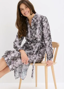 bonprix bonprix Vestido camisero arcilla con estampado de serpiente Discount