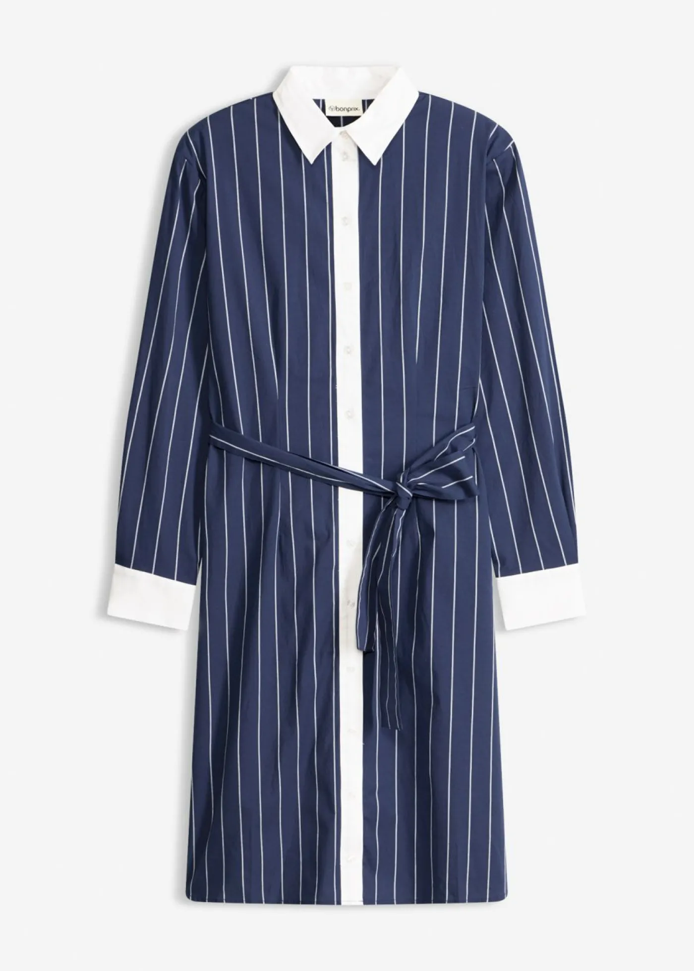 bonprix bonprix Vestido camisero azul marino-blanco con rayas Outlet