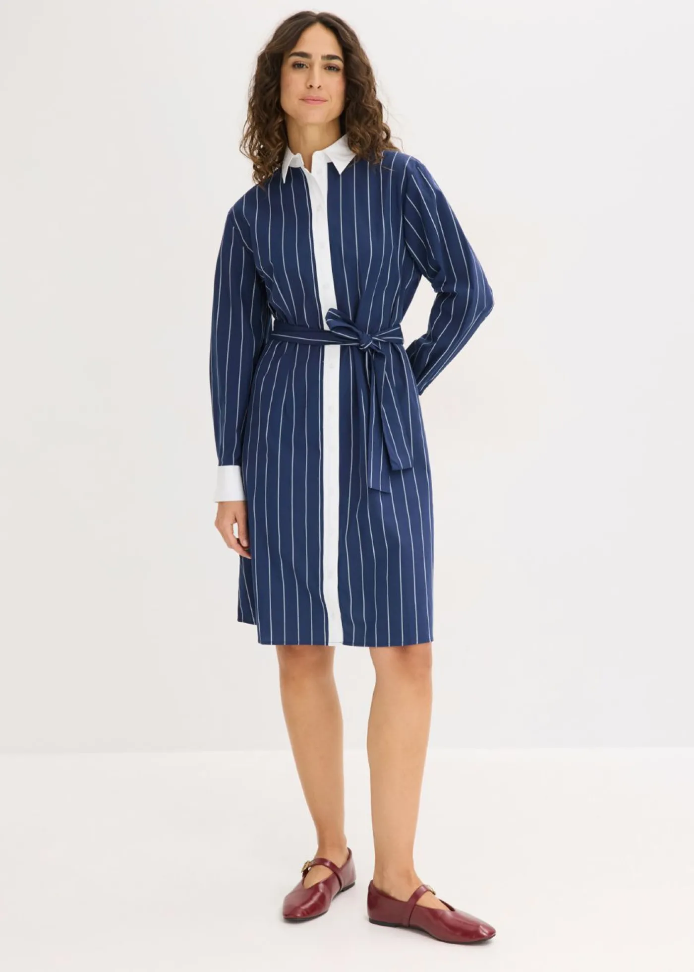 bonprix bonprix Vestido camisero azul marino-blanco con rayas Outlet
