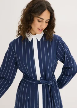 bonprix bonprix Vestido camisero azul marino-blanco con rayas Outlet