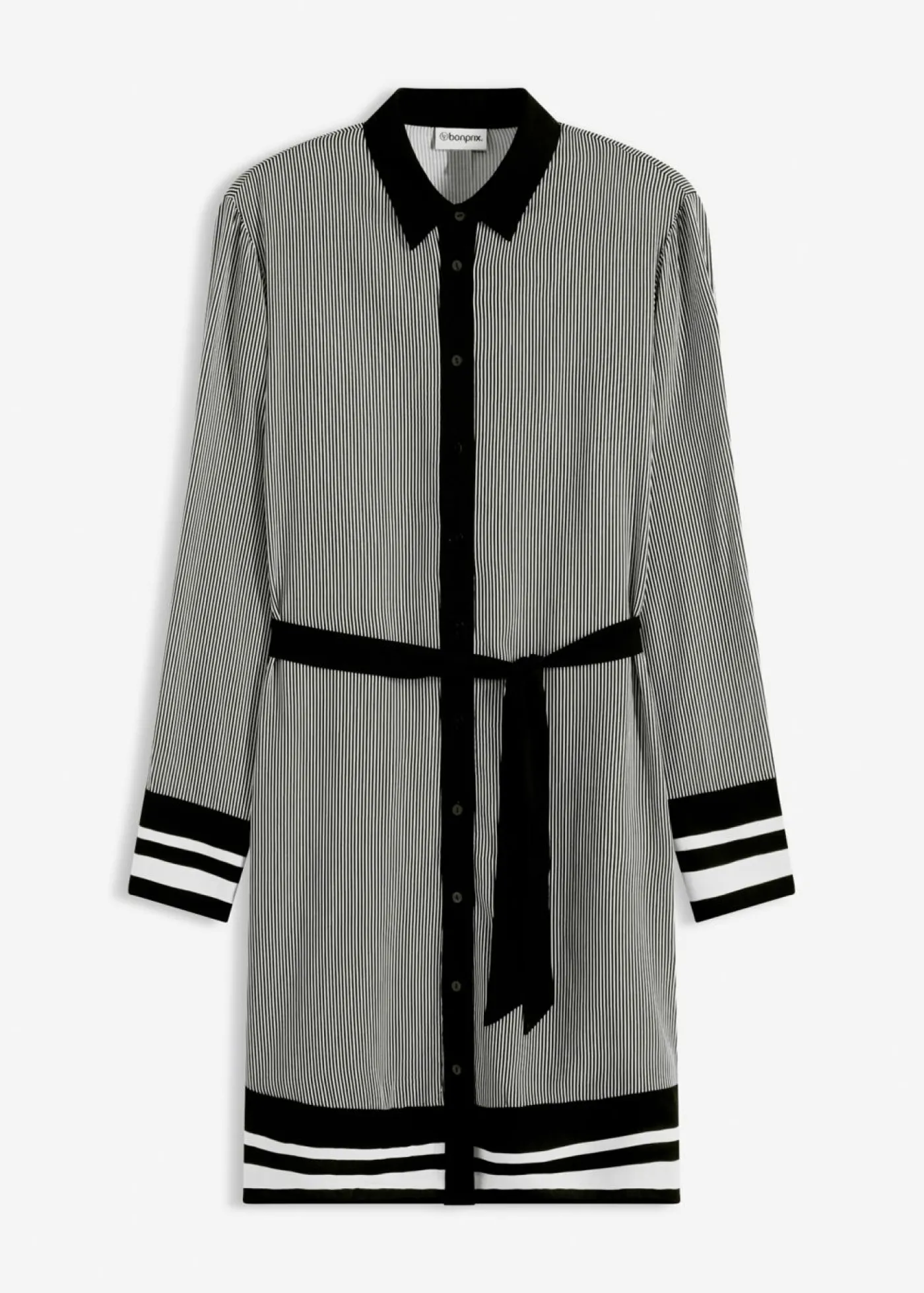 bonprix bonprix Vestido camisero Negro-blanco con rayas Hot