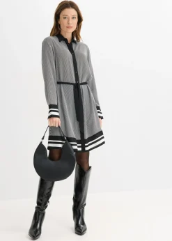 bonprix bonprix Vestido camisero Negro-blanco con rayas Hot