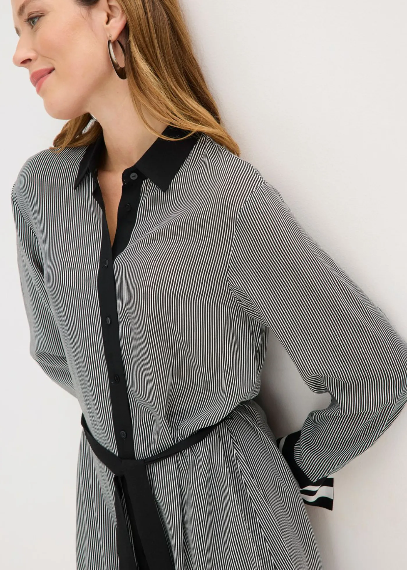 bonprix bonprix Vestido camisero Negro-blanco con rayas Hot
