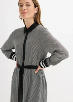 bonprix bonprix Vestido camisero Negro-blanco con rayas Hot
