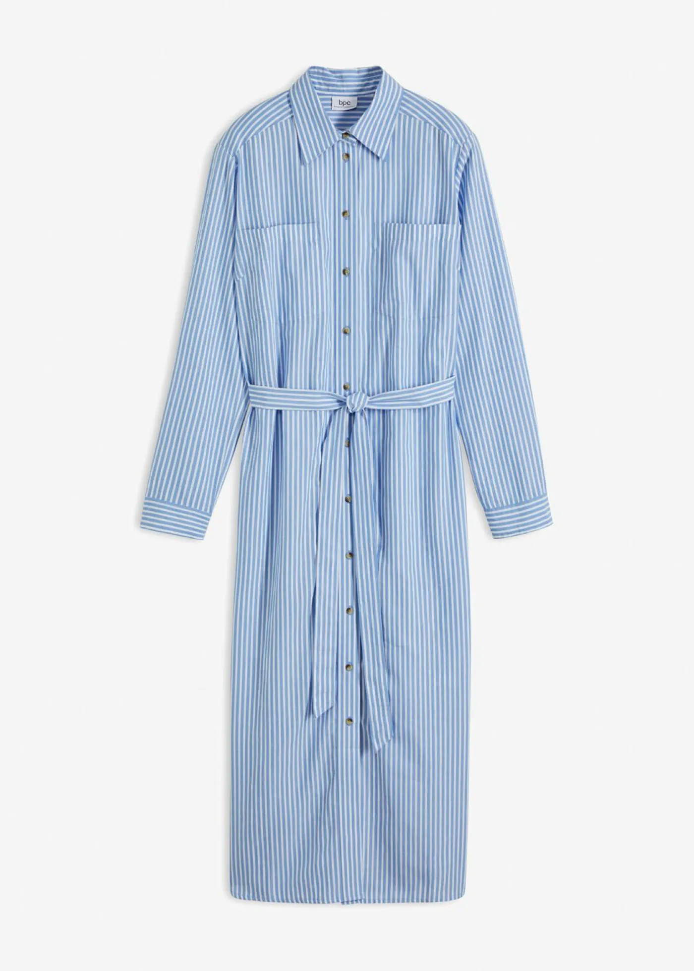bonprix bonprix Vestido camisero a rayas con cordón azul provenzal-blanco con rayas