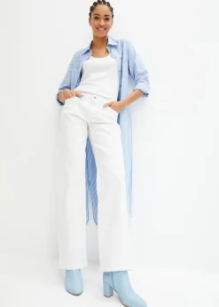bonprix bonprix Vestido camisero a rayas con cordón azul provenzal-blanco con rayas