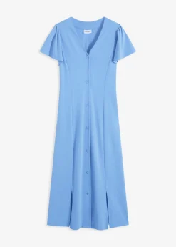 bonprix bonprix Vestido camisero con abertura azul provenzal