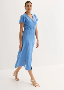 bonprix bonprix Vestido camisero con abertura azul provenzal