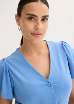 bonprix bonprix Vestido camisero con abertura azul provenzal