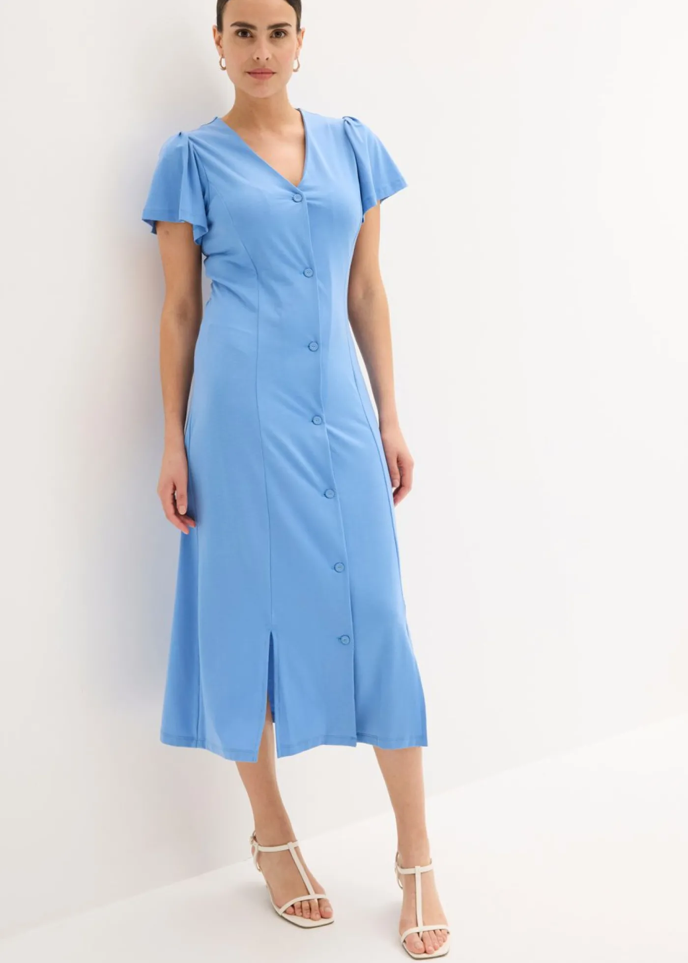 bonprix bonprix Vestido camisero con abertura azul provenzal