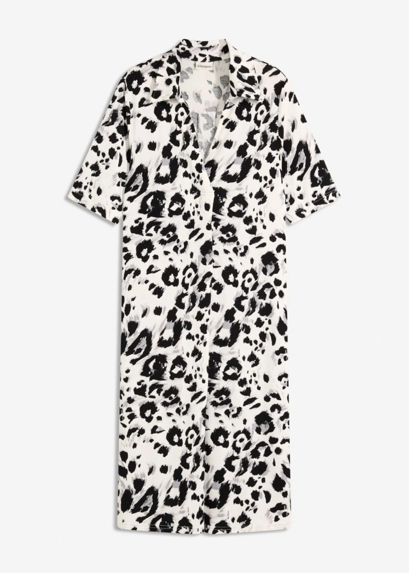 bonprix bonprix Vestido camisero con bolsillos estampado leo blanco-negro-taupe.-beige Hot