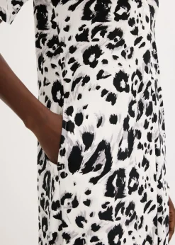 bonprix bonprix Vestido camisero con bolsillos estampado leo blanco-negro-taupe.-beige Hot