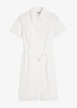 bonprix bonprix Vestido camisero con bordado calado Blanco Online