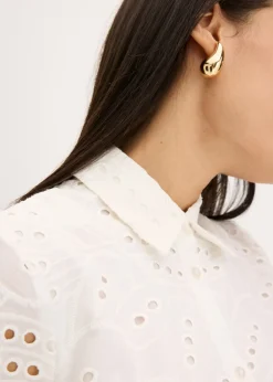 bonprix bonprix Vestido camisero con bordado calado Blanco Online