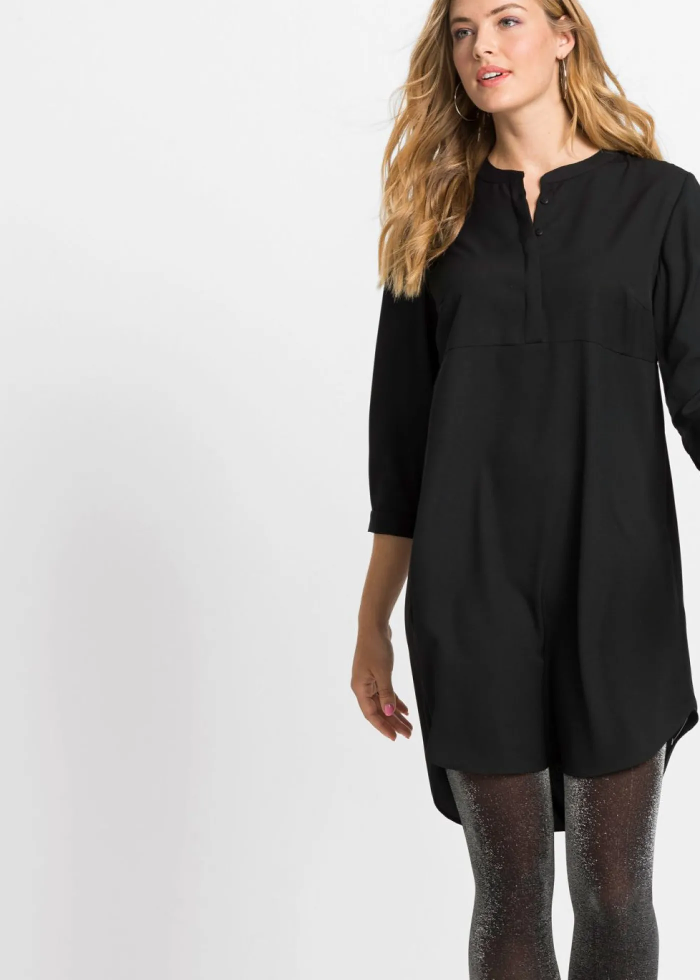 bonprix bonprix Vestido camisero con botonera corta Negro Online