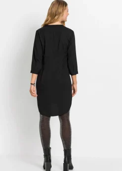bonprix bonprix Vestido camisero con botonera corta Negro Online