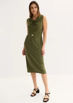 bonprix bonprix Vestido camisero con cinturón (conjunto de 2 piezas) caqui oscuro New