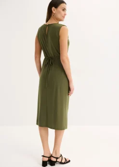 bonprix bonprix Vestido camisero con cinturón (conjunto de 2 piezas) caqui oscuro New