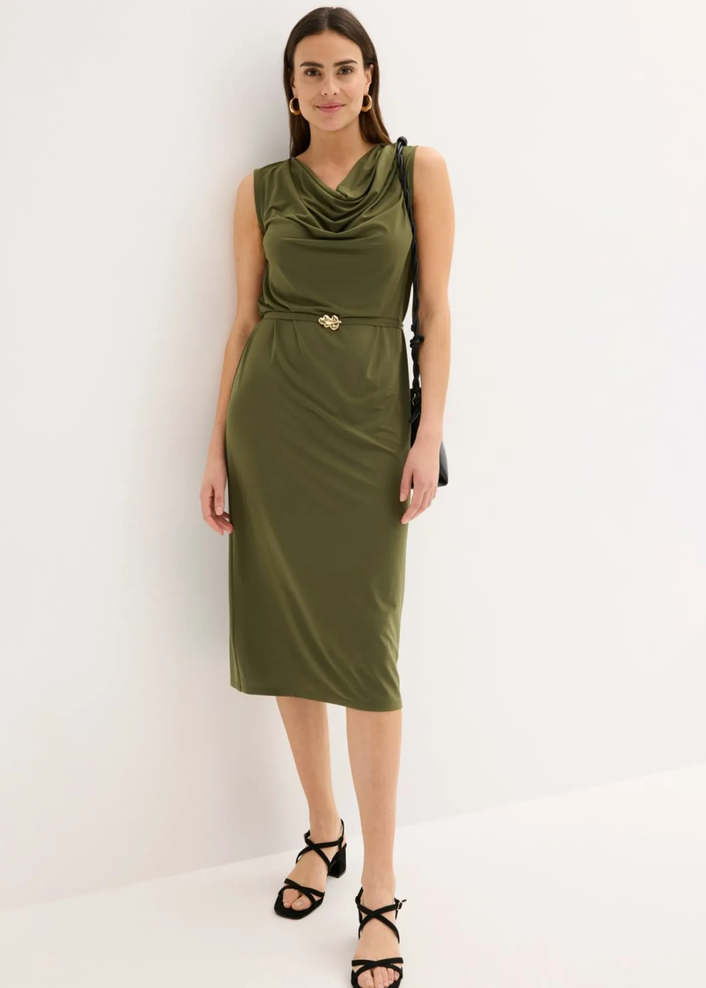 bonprix bonprix Vestido camisero con cinturón (conjunto de 2 piezas) caqui oscuro New