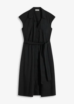 bonprix bonprix Vestido camisero con cinturón Negro Sale