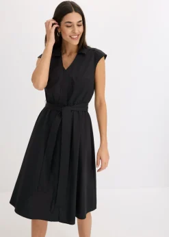 bonprix bonprix Vestido camisero con cinturón Negro Sale