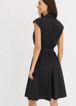 bonprix bonprix Vestido camisero con cinturón Negro Sale