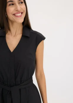 bonprix bonprix Vestido camisero con cinturón Negro Sale