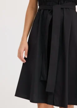 bonprix bonprix Vestido camisero con cinturón Negro Sale
