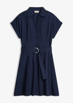 bonprix bonprix Vestido camisero con cinturón Azul marino Best