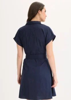 bonprix bonprix Vestido camisero con cinturón Azul marino Best
