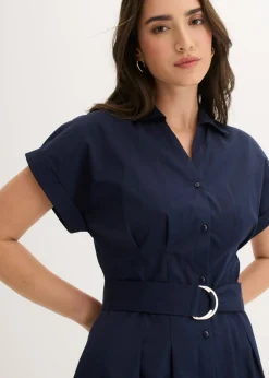 bonprix bonprix Vestido camisero con cinturón Azul marino Best