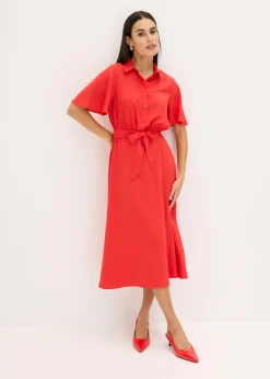bonprix bonprix Vestido camisero con cordón fresa Online