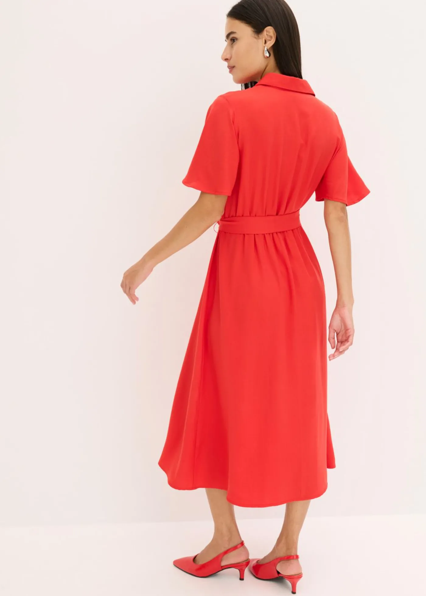 bonprix bonprix Vestido camisero con cordón fresa Online