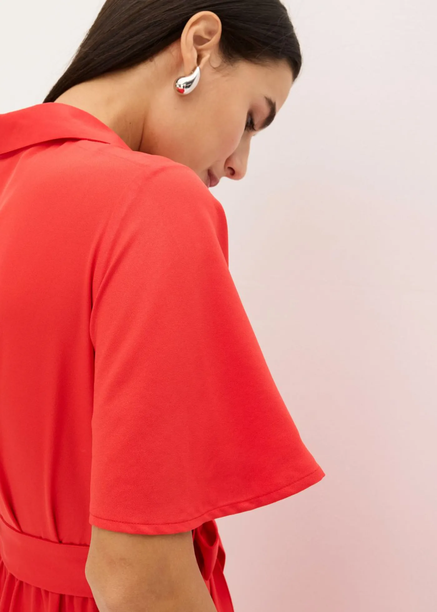 bonprix bonprix Vestido camisero con cordón fresa Online